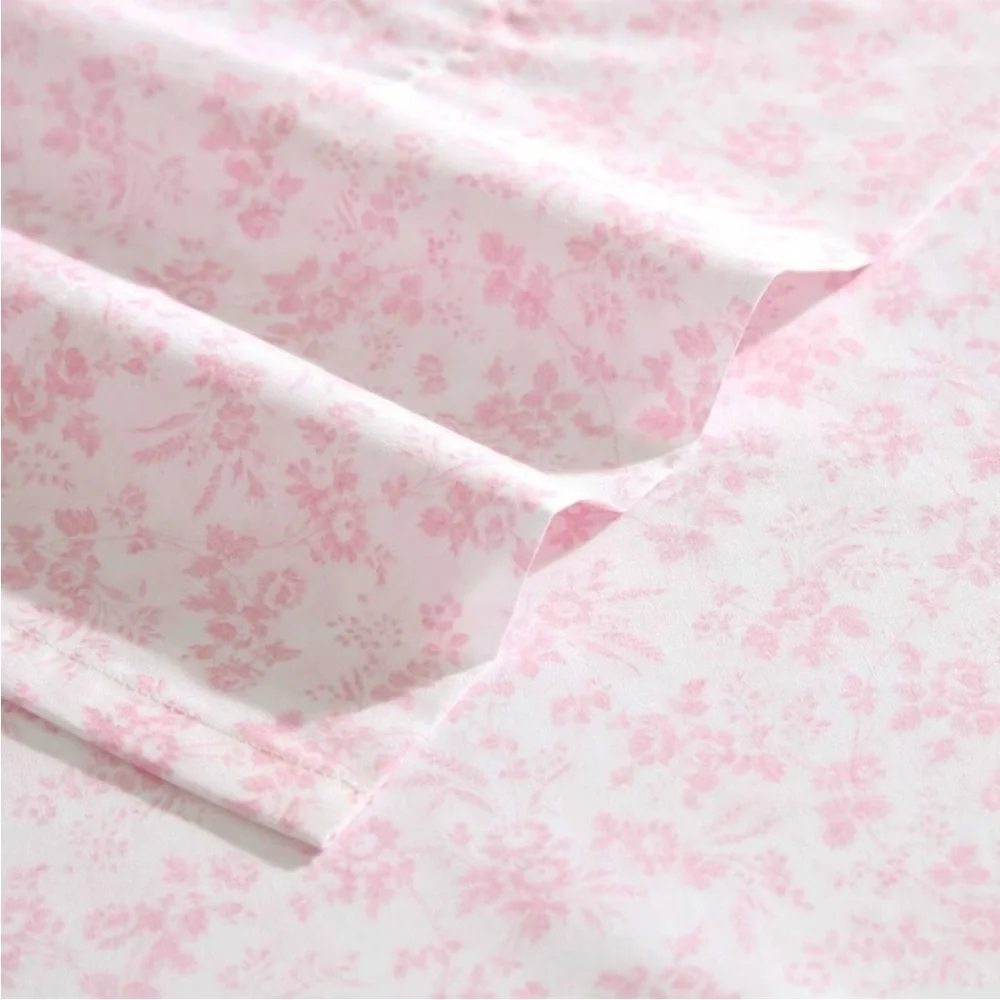 Laura Ashley Queen Sheet Set Floral Toile Pink